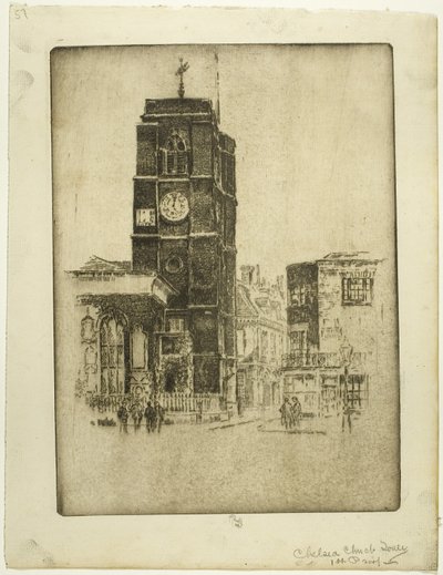 Wieża kościoła Chelsea autorstwa Joseph Pennell
