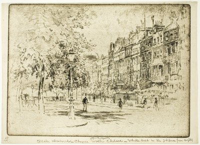 Cheyne Walk, Chelsea autorstwa Joseph Pennell