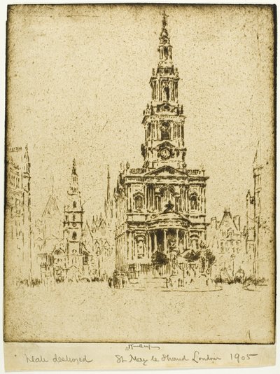 Kościół św. Marii-le-Strand autorstwa Joseph Pennell