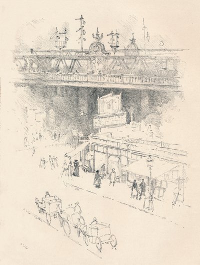 Róg Villiers Street, Charing Cross, 1896 autorstwa Joseph Pennell