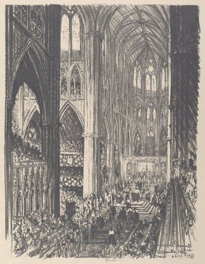 Koronacja króla Jerzego V i królowej Marii w Opactwie Westminsterskim, 1911 r. autorstwa Joseph Pennell