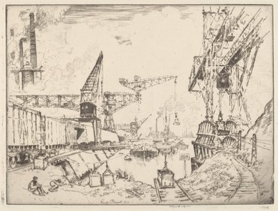Dźwigi w Duisburgu autorstwa Joseph Pennell