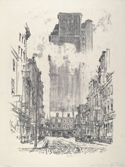 W dół ulicy Sansoma autorstwa Joseph Pennell