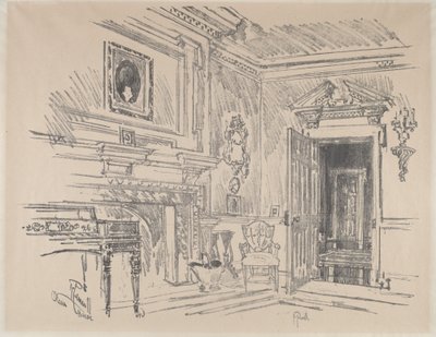 Salon w Cliveden autorstwa Joseph Pennell