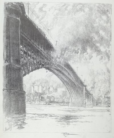 Most Eadsa, St. Louis, 1919. autorstwa Joseph Pennell