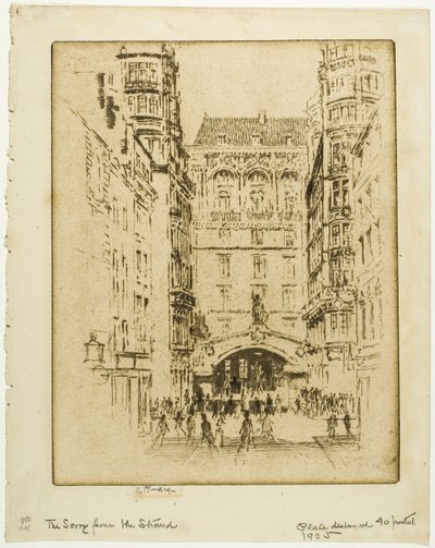 Wejście do hotelu Savoy autorstwa Joseph Pennell