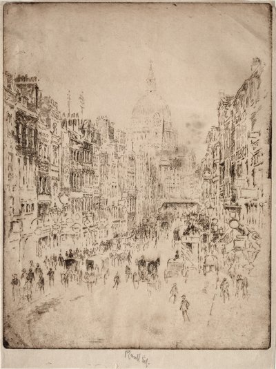 Fleet Street, aż do St. Pauls, 1896. autorstwa Joseph Pennell