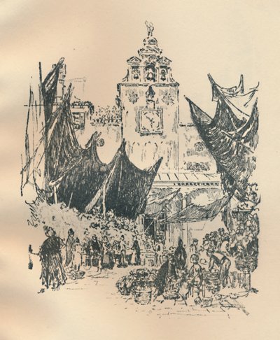 Targ kwiatowy, Wenecja, koniec XIX-początek XX wieku, 1925. autorstwa Joseph Pennell