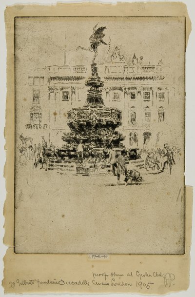 Pomnik Gilberta, Piccadilly Circus autorstwa Joseph Pennell