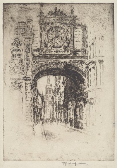 Duży zegar, Rouen autorstwa Joseph Pennell
