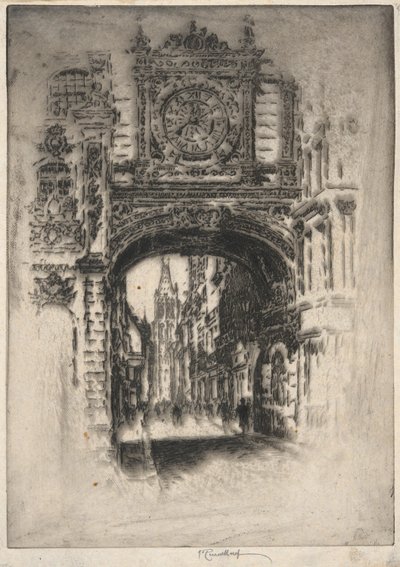 Duży zegar; Rouen autorstwa Joseph Pennell