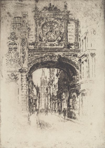 Duży zegar, Rouen, 1907. autorstwa Joseph Pennell