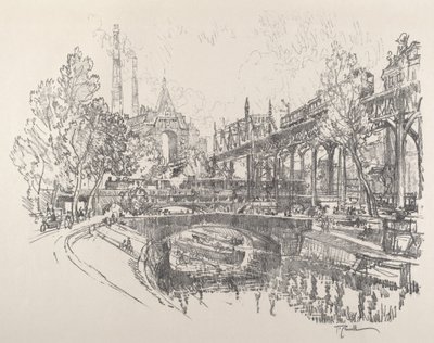 Kanał Landwehry, Berlin, 1921. autorstwa Joseph Pennell