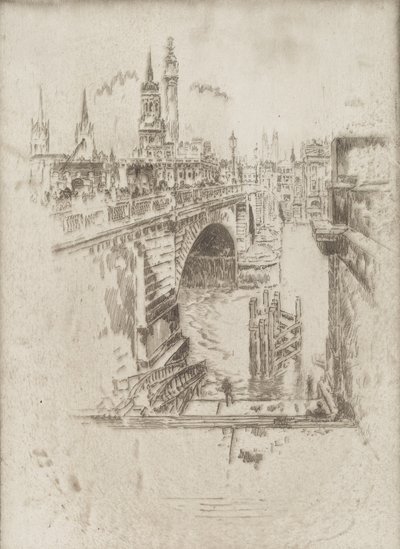 Schody Londyńskiego Mostu, 1903. autorstwa Joseph Pennell