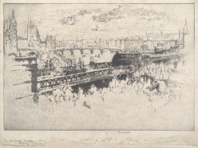 Londyn nad mostem Charing Cross autorstwa Joseph Pennell