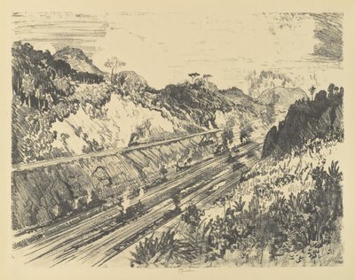 Patrząc w górę od Bad Obispo autorstwa Joseph Pennell