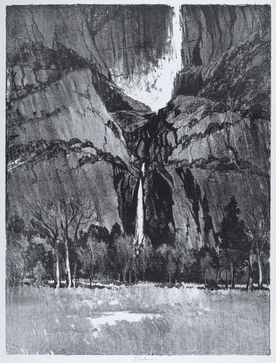Dolne Wodospady, Yosemite autorstwa Joseph Pennell