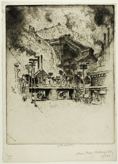 Główna ulica, Mahanoy City autorstwa Joseph Pennell