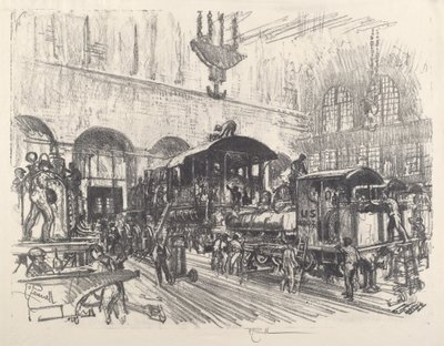 Produkcja lokomotyw wojennych, 1917. autorstwa Joseph Pennell