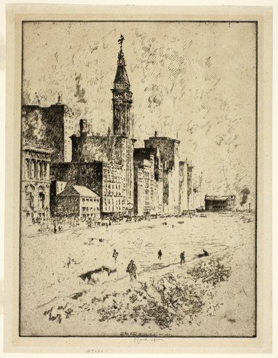 Michigan Avenue, Chicago (Brudne miasto) autorstwa Joseph Pennell