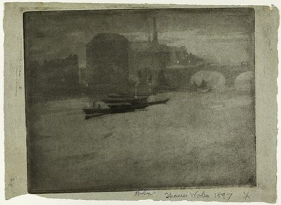 Mgła nad Tamizą autorstwa Joseph Pennell