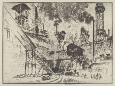 Usta kopalni, Ruhrort koło Oberhausen autorstwa Joseph Pennell