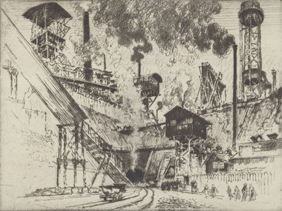Usta kopalni, Ruhrort koło Oberhausen, 1910. autorstwa Joseph Pennell