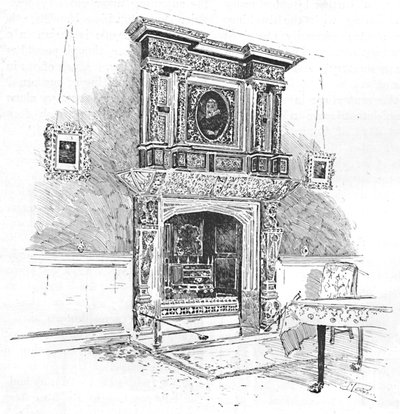 Stary Charterhouse: Kominek w Loży Mistrzów, 1886 r autorstwa Joseph Pennell