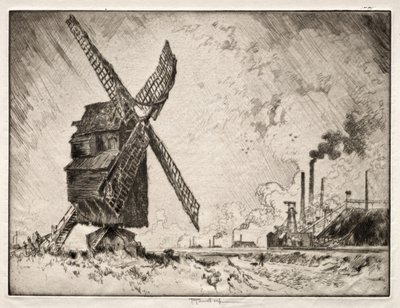 Stare i nowe młyny, Valenciennes, Francja autorstwa Joseph Pennell