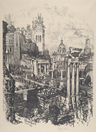 Stary i Nowy Rzym, Pomnik Wiktora Emanuela, 1911. autorstwa Joseph Pennell