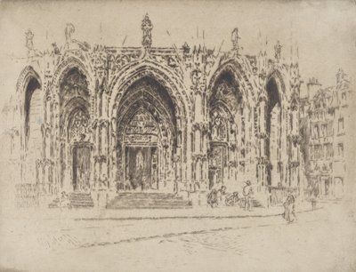 Ganek San Maclou, Rouen, 1907. autorstwa Joseph Pennell