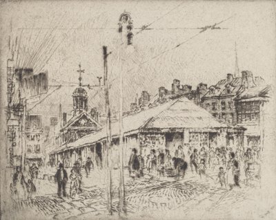 Rynek Drugiej Ulicy, Filadelfia, 1920. autorstwa Joseph Pennell