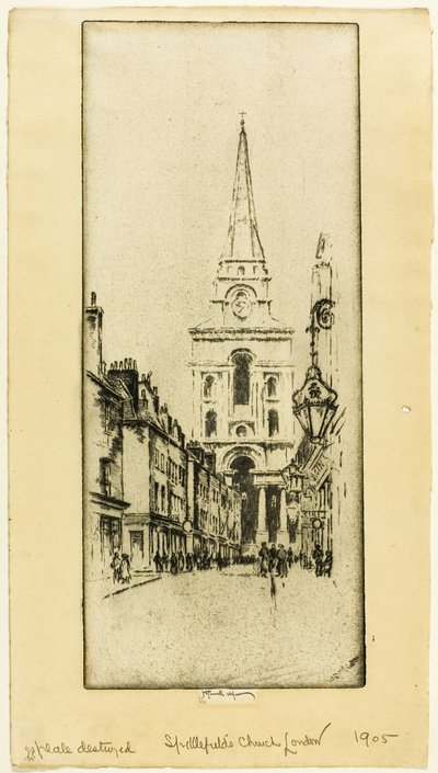 Kościół Spitalfields autorstwa Joseph Pennell