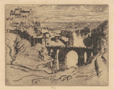 Most św. Marcina, Toledo, 1904. autorstwa Joseph Pennell