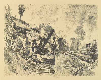 Łopata parowa w cięciu w Bas Obispo autorstwa Joseph Pennell