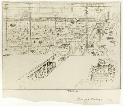 Stock Yard, Chicago autorstwa Joseph Pennell