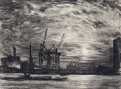 Zachód słońca nad Waterloo autorstwa Joseph Pennell