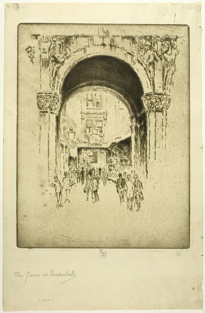 Łabędź w Leadenhall autorstwa Joseph Pennell