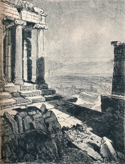 Świątynia Tezeusza z Akropolu, ok. 1913 autorstwa Joseph Pennell