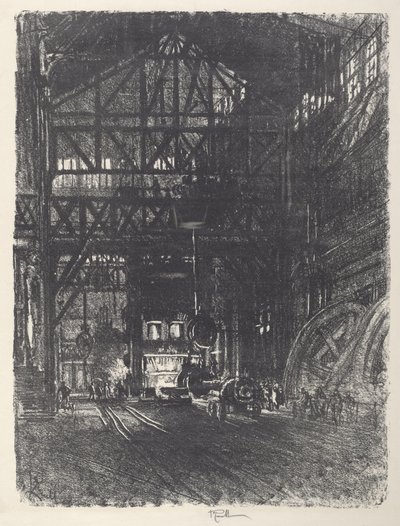 Prasa do płyt pancernych autorstwa Joseph Pennell