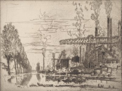 Kanał Brukselski, nowoczesna Hobbema, 1910. autorstwa Joseph Pennell