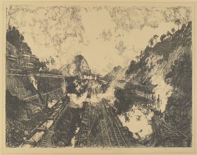 Cięcie. Patrząc w stronę Ancon Hill autorstwa Joseph Pennell