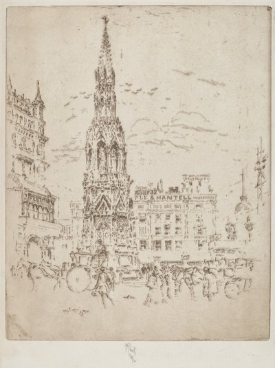 Elinor Cross, przed dworcem kolejowym Charing Cross autorstwa Joseph Pennell