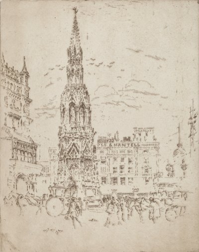 Krzyż Elinor, przed dworcem kolejowym Charing Cross, 1906. autorstwa Joseph Pennell