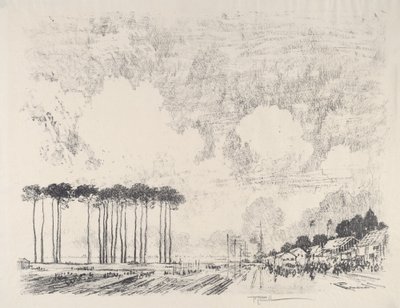 Obóz zaokrętowania, klasyczny zagajnik, 1917. autorstwa Joseph Pennell