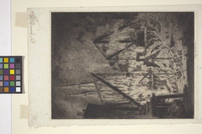 Fundamenty katedry (akwaforta i sucha igła) autorstwa Joseph Pennell