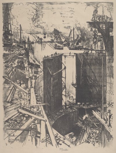 Brama Strażnicza, zamek Gatun autorstwa Joseph Pennell