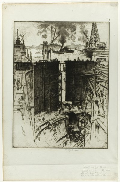 Brama Strażnicza, śluza Gatun, Panama autorstwa Joseph Pennell