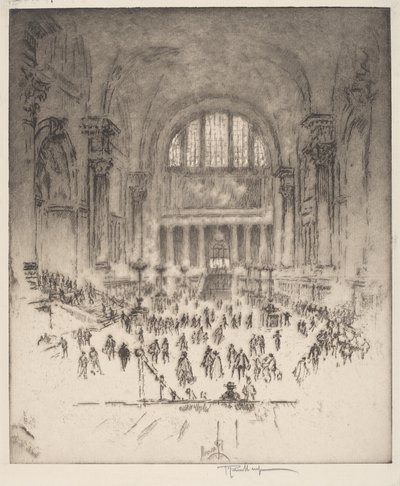 Marble Hall, Pennsylvania Station, Nowy Jork autorstwa Joseph Pennell
