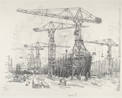 Stara Stocznia, 1916. autorstwa Joseph Pennell